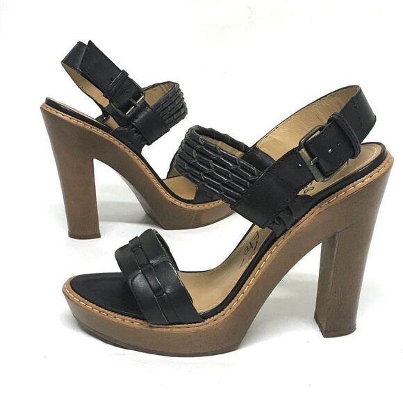 LANVIN Leather WOOD Heels Sandals 40 9 9.5 $1290 - Picture 11 of 12